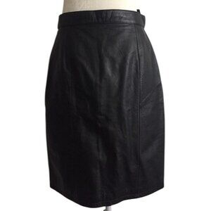 Vintage Tango Black Leather Punk Metal Grease Career Knee Length Skirt Jr 3/4